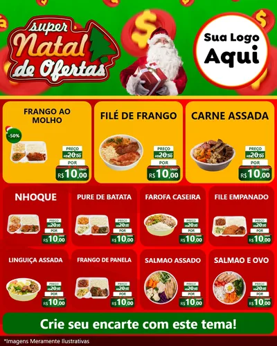 Modelo de Rede Social para Feed Instagram com o tema Super Natal de Ofertas para Restaurante