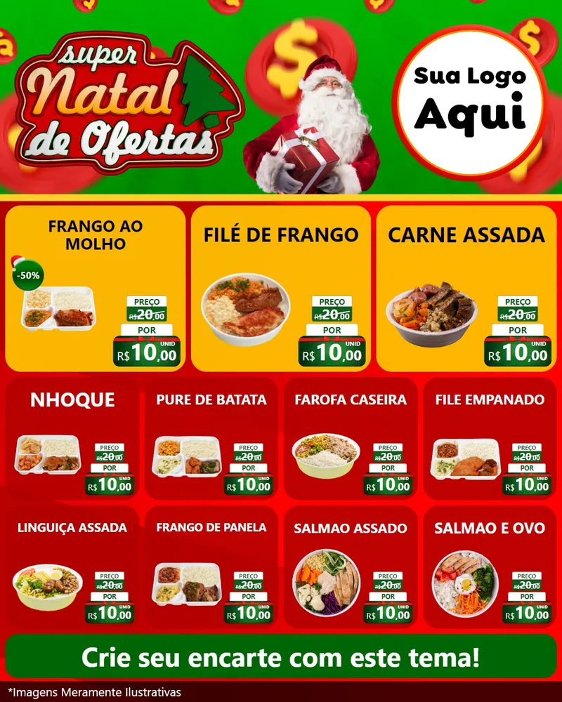 Modelo de Rede Social para Feed Instagram com o tema Super Natal de Ofertas para Restaurante