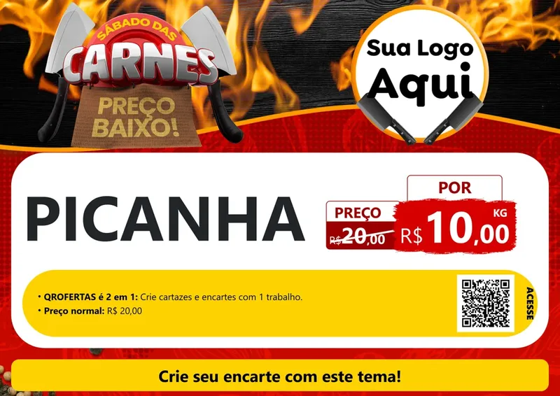 Modelo de Cartaz para Cartaz A4 Horizontal com o tema Sábado das Carnes para Açougue