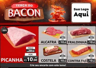 Modelo de Encarte para Encarte A4 Horizontal com o tema Terça do Bacon para Açougue