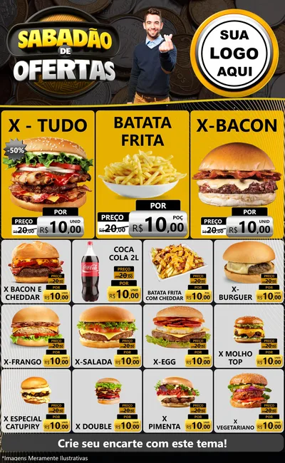 Modelo de Encarte para Encarte Grande com o tema Sabadão de Ofertas para Hamburgueria