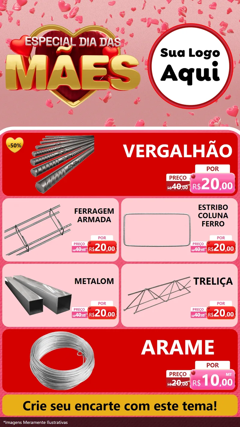 Modelo de TV para TV Vertical com o tema Especial Dia Das Mães para Ferragens
