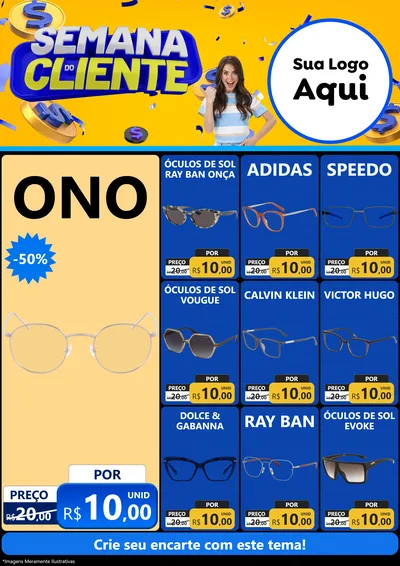 Modelo de Encarte para Encarte A4 Vertical com o tema Semana do Cliente para Óticas