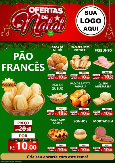 Modelo de Encarte para Encarte A4 Vertical com o tema Ofertas de Natal para Padaria