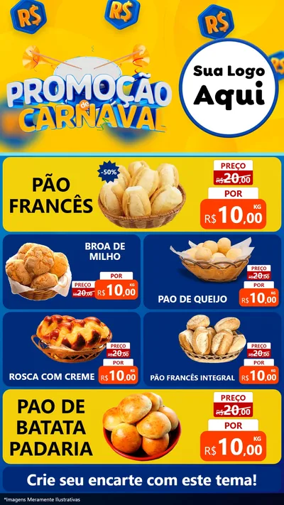 Modelo de TV para TV Vertical com o tema Promoção de Carnaval para Padaria