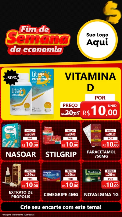 Modelo de Rede Social para Stories com o tema Fim de Semana da Economia para Farmácia