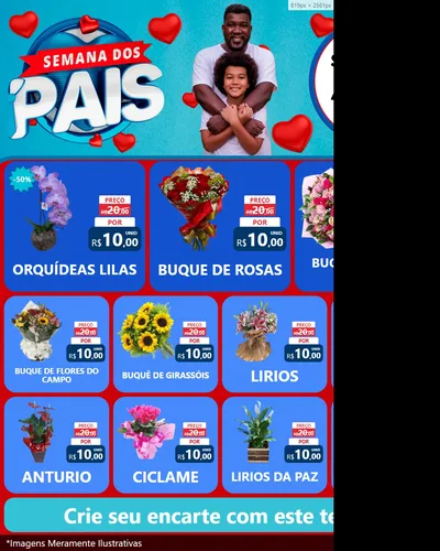 Modelo de Rede Social para Feed Instagram com o tema Semana Dos Pais para Floricultura e jardim