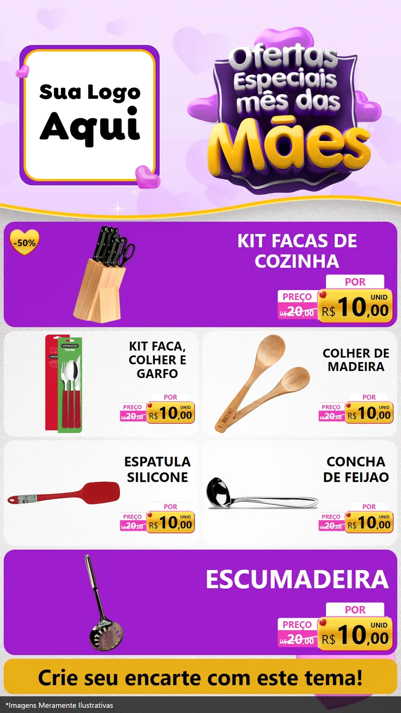 Modelo de TV para TV Vertical com o tema Ofertas Especiais - Mês das Mães para Utilidades Domésticas