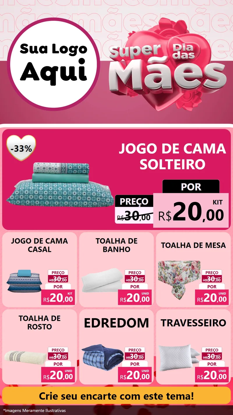 Modelo de Rede Social para Stories com o tema Super Dia Das Mães para Cama, Mesa e Banho