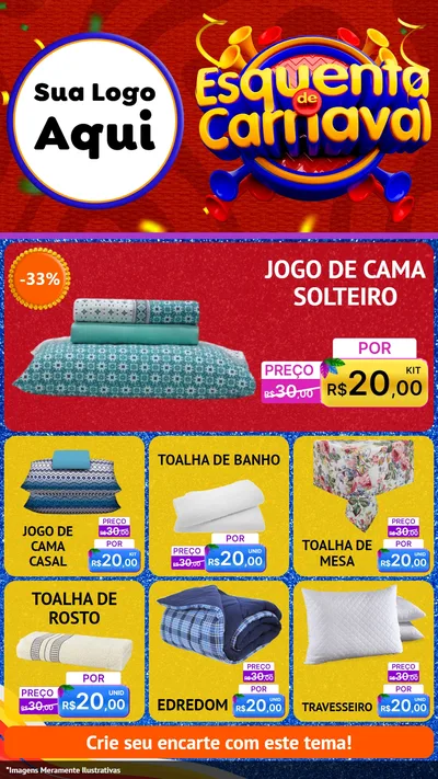 Modelo de Rede Social para Stories com o tema Esquenta de Carnaval para Cama, Mesa e Banho