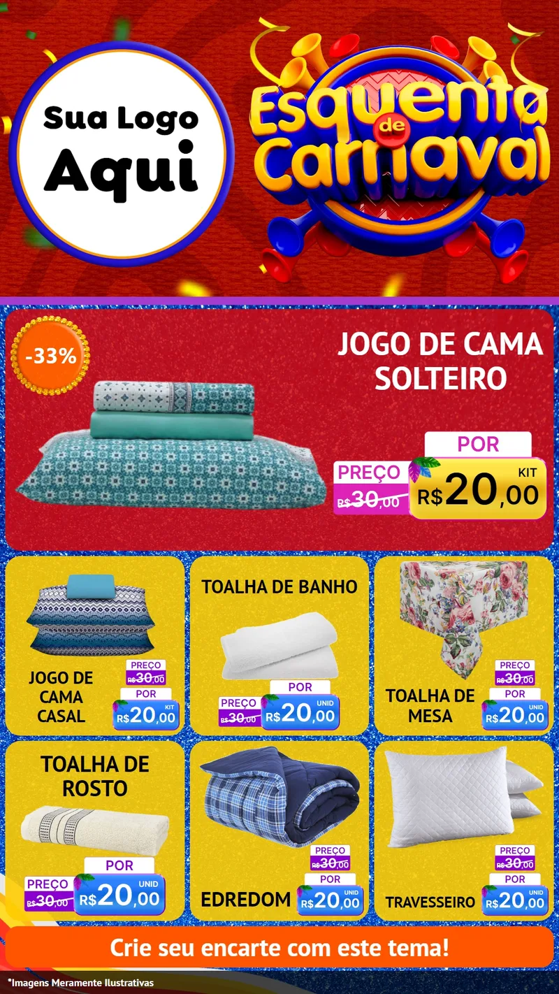 Modelo de Rede Social para Stories com o tema Esquenta de Carnaval para Cama, Mesa e Banho
