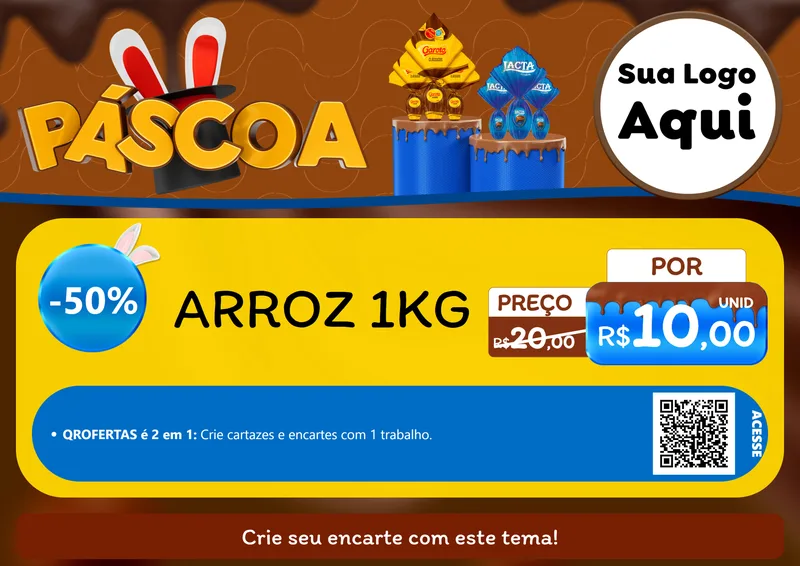 Modelo de Cartaz para Cartaz A4 Horizontal com o tema Páscoa para Supermercado