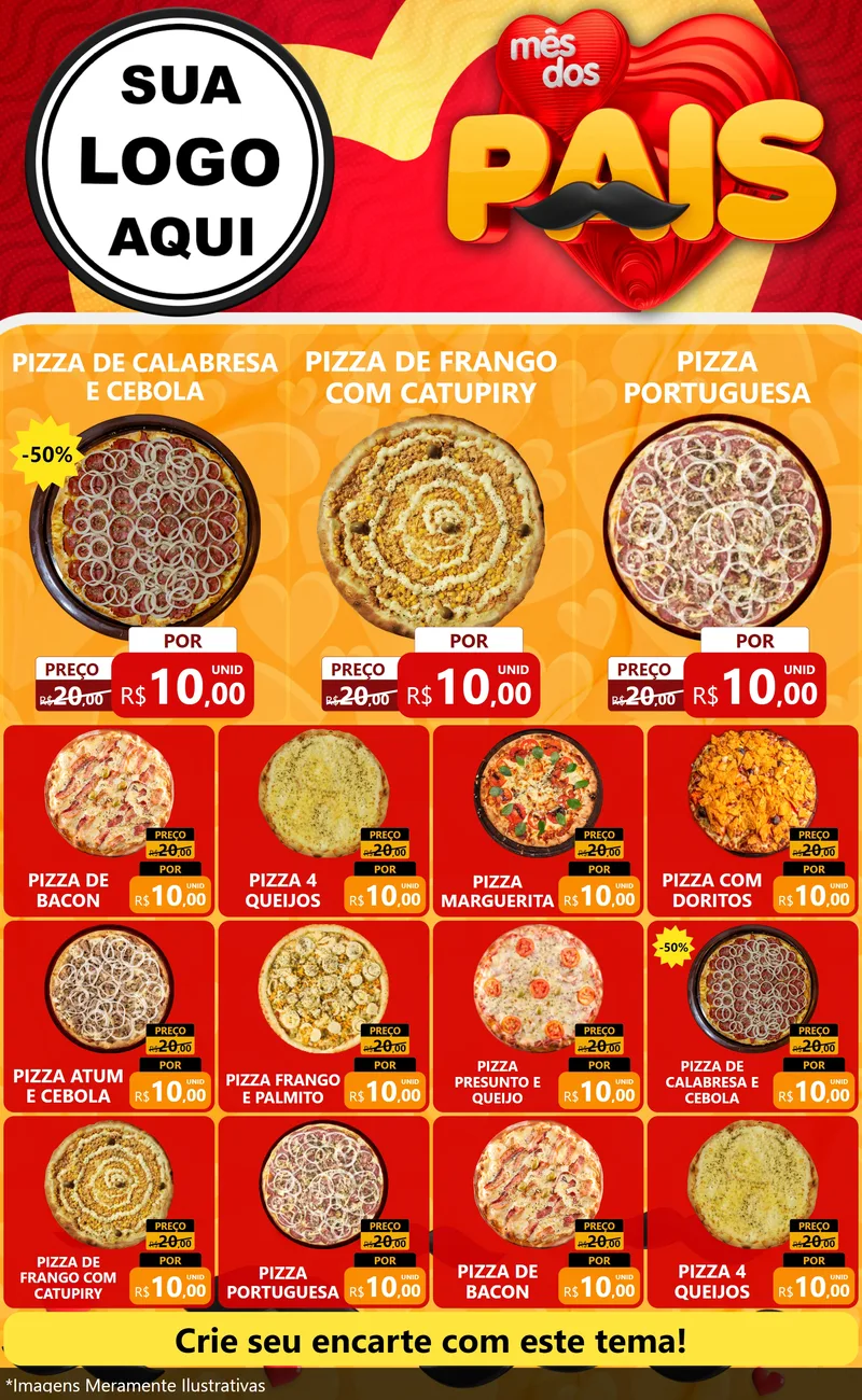 Modelo de Encarte para Encarte Grande com o tema Mês Dos Pais para Pizzaria