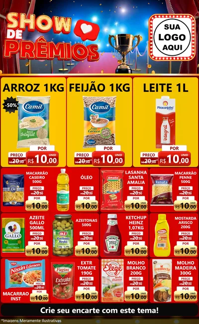 Modelo de Encarte para Encarte Grande com o tema Show de Prêmios para Supermercado