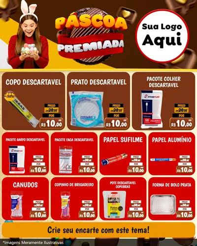 Modelo de Rede Social para Feed Instagram com o tema Páscoa Premiada para Embalagens