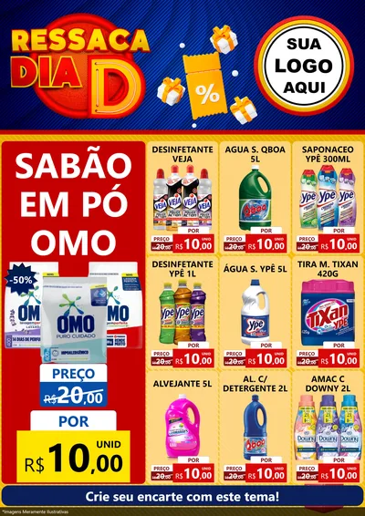 Modelo de Encarte para Encarte A4 Vertical com o tema Ressaca Dia D para Produtos de Limpeza
