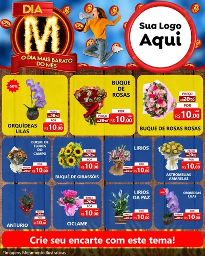 Modelo de Rede Social para Feed Instagram com o tema Dia M - O Dia Mais Barato Do Mês para Floricultura e jardim