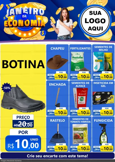Modelo de Encarte para Encarte A4 Vertical com o tema Janeiro da Economia para Agropecuária