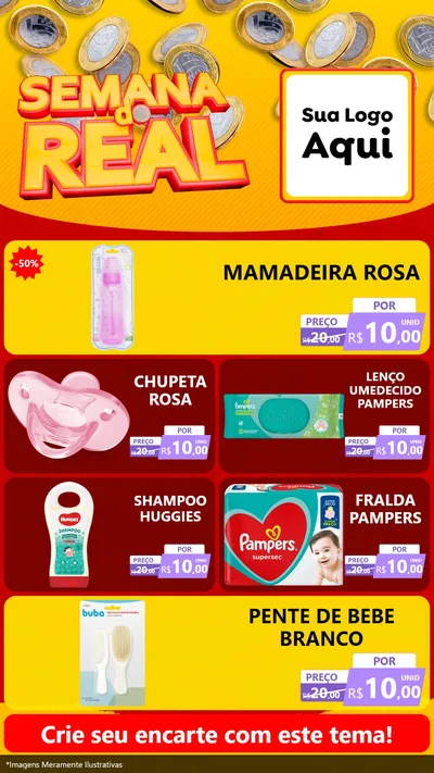 Modelo de TV para TV Vertical com o tema Semana do Real para Bebês