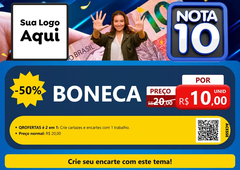 Modelo de Cartaz para Cartaz A4 Horizontal com o tema Nota 10 para Brinquedos