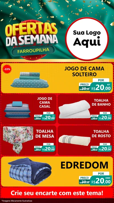 Modelo de TV para TV Vertical com o tema Ofertas da Semana Farroupilha para Cama, Mesa e Banho