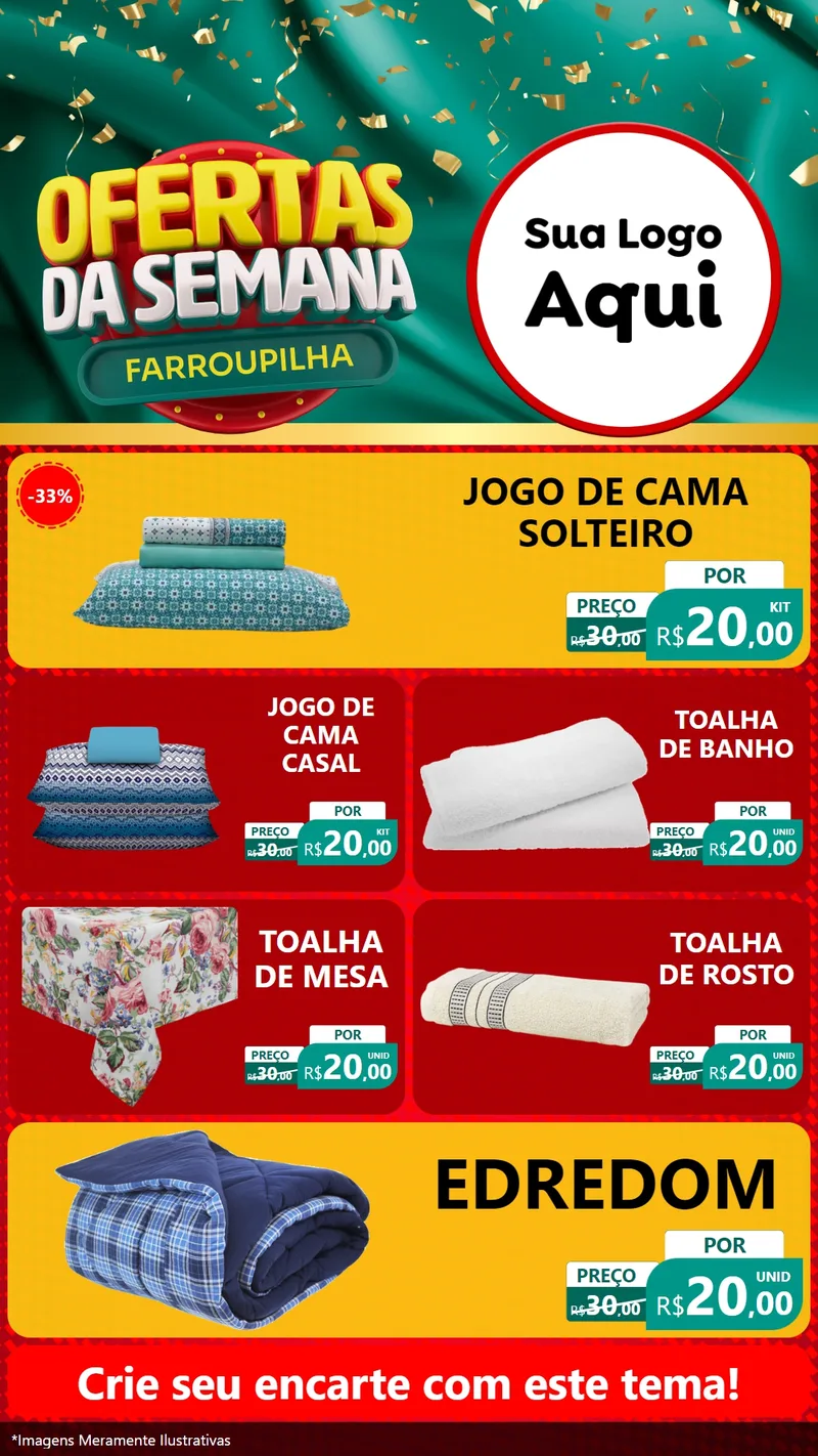 Modelo de TV para TV Vertical com o tema Ofertas da Semana Farroupilha para Cama, Mesa e Banho