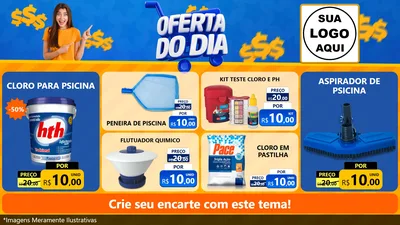 Modelo de TV para TV Horizontal com o tema Oferta do Dia para Produtos para Piscina