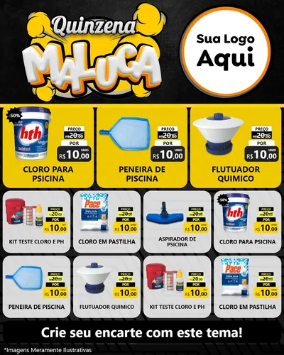 Modelo de Rede Social para Feed Instagram com o tema Quinzena Maluca para Produtos para Piscina