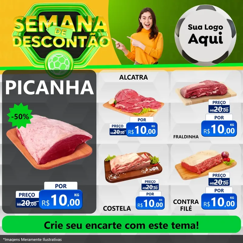 Modelo de Rede Social para Feed Facebook com o tema Semana de Descontão - Copa para Açougue