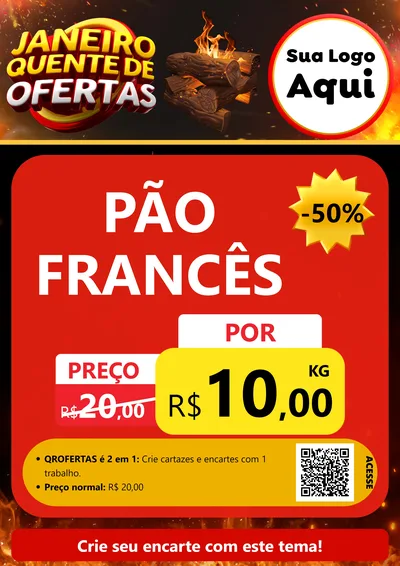 Modelo de Cartaz para Cartaz A4 Vertical com o tema Janeiro Quente de Ofertas para Padaria