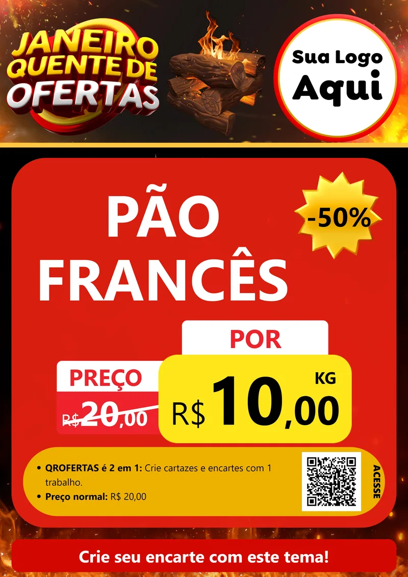 Modelo de Cartaz para Cartaz A4 Vertical com o tema Janeiro Quente de Ofertas para Padaria