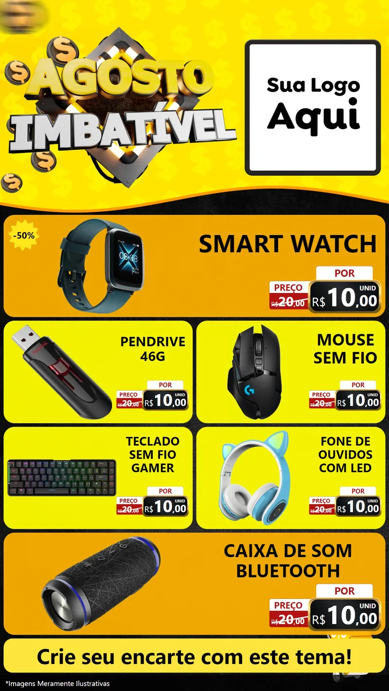Modelo de TV para TV Vertical com o tema Agosto Imbatível para Informática