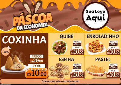 Modelo de Encarte para Encarte A4 Horizontal com o tema Páscoa da Economia para Salgadaria