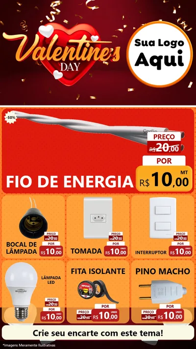 Modelo de Rede Social para Stories com o tema Valentine's Day para Materiais Elétricos