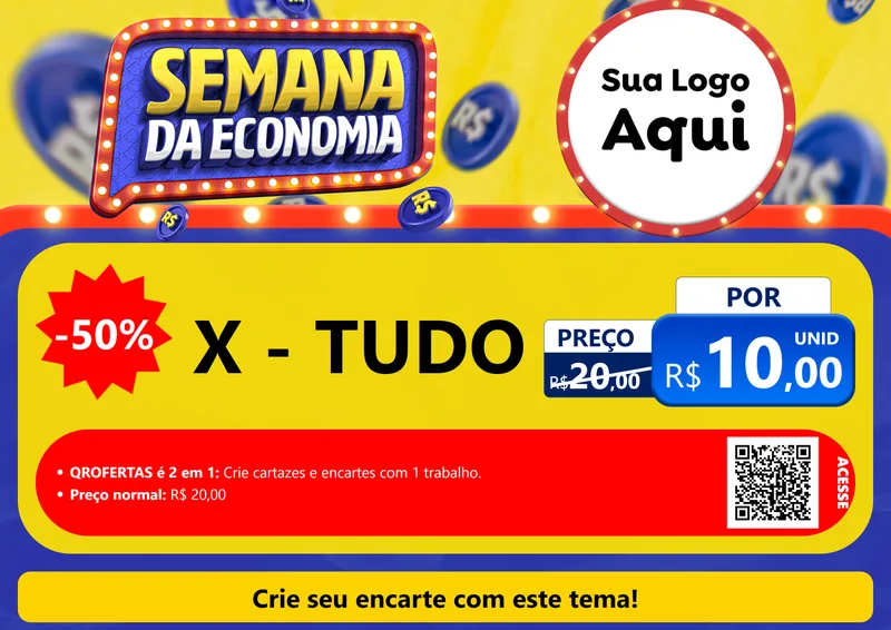 Modelo de Cartaz para Cartaz A4 Horizontal com o tema Semana da Economia para Hamburgueria