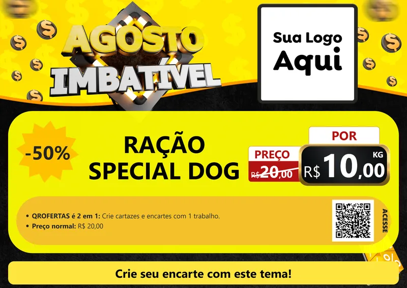 Modelo de Cartaz para Cartaz A4 Horizontal com o tema Agosto Imbatível para Pet Shop