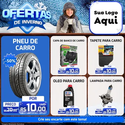 Modelo de Rede Social para Feed Facebook com o tema Ofertas de Inverno para Auto peças