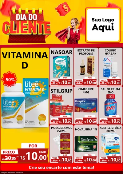 Modelo de Encarte para Encarte A4 Vertical com o tema Dia do Cliente para Farmácia