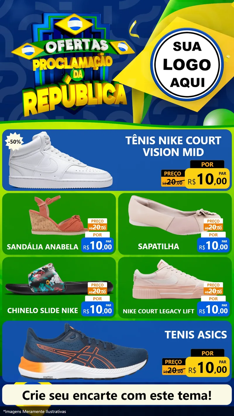 Modelo de TV para TV Vertical com o tema Ofertas Proclamação da República para Calçados