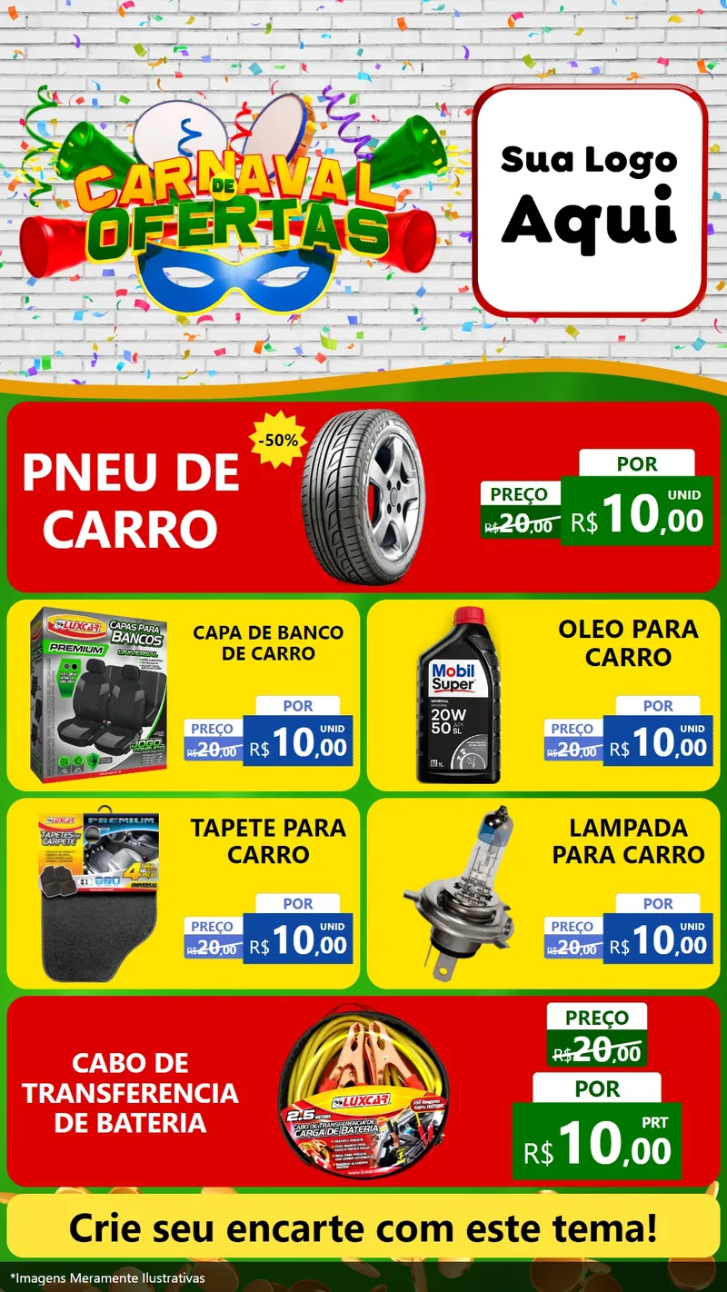Modelo de TV para TV Vertical com o tema Carnaval de Ofertas para Auto peças