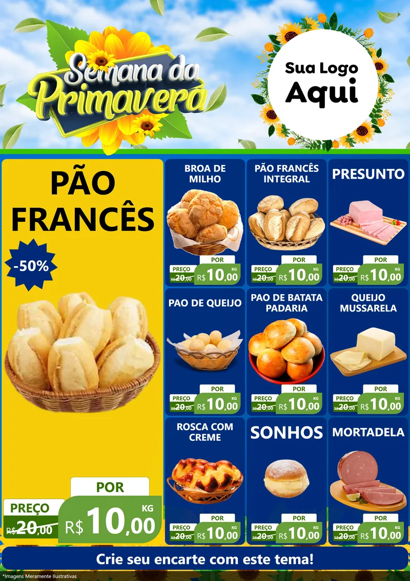 Modelo de Encarte para Encarte A4 Vertical com o tema Semana da Primavera para Padaria