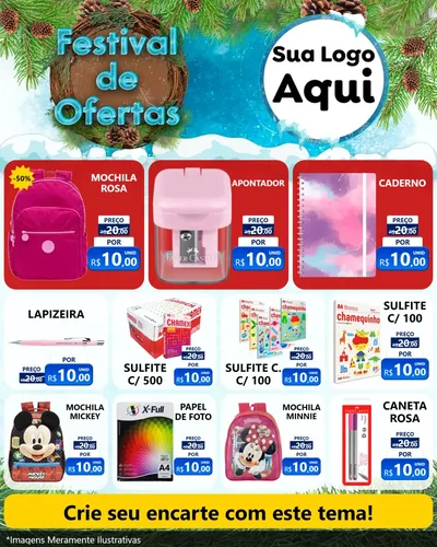 Modelo de Rede Social para Feed Instagram com o tema Festival de Ofertas - Inverno para Papelaria