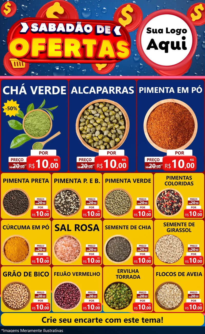 Modelo de Encarte para Encarte Grande com o tema Sabadão de Ofertas para Produtos Naturais