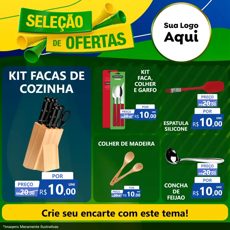 Modelo de Rede Social para Feed Facebook com o tema Seleção de Ofertas - Copa para Utilidades Domésticas