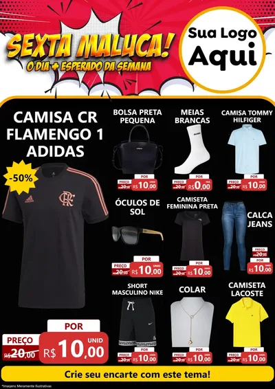 Modelo de Encarte para Encarte A4 Vertical com o tema Sexta Maluca! para Roupas e acessórios