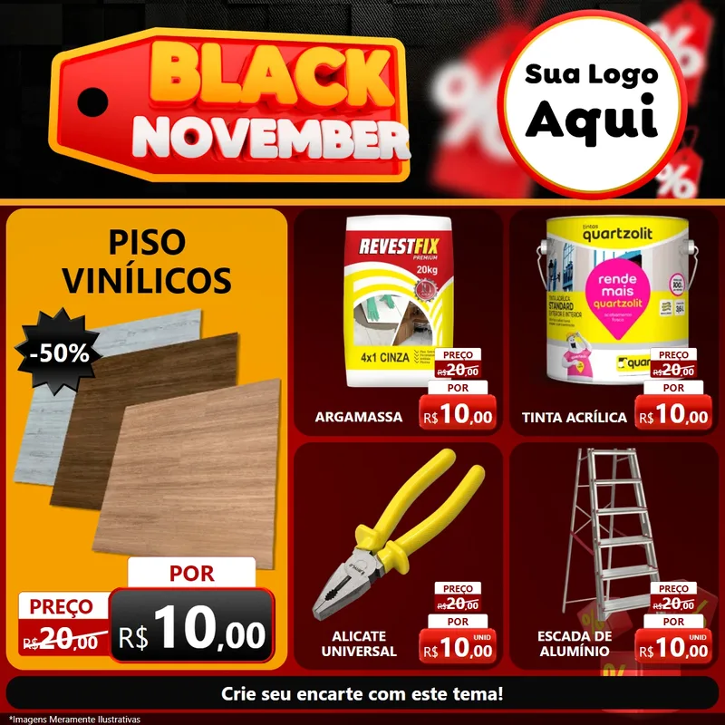 Modelo de Rede Social para Feed Facebook com o tema Black November para Material para Construção