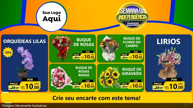 Modelo de TV para TV Horizontal com o tema Semana da Independência Declaramos Preços Baixos para Floricultura e jardim