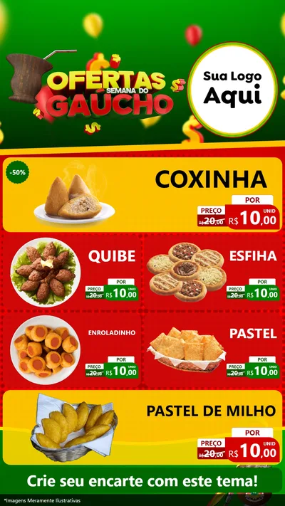 Modelo de TV para TV Vertical com o tema Ofertas Semana Do Gaúcho para Salgadaria
