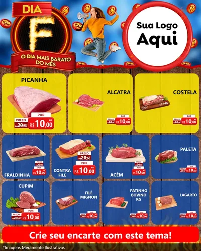 Modelo de Rede Social para Feed Instagram com o tema Dia F - O Dia Mais Barato Do Mês para Açougue
