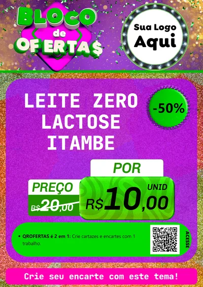 Modelo de Cartaz para Cartaz A4 Vertical com o tema Bloco de Ofertas para Frios e Laticínios